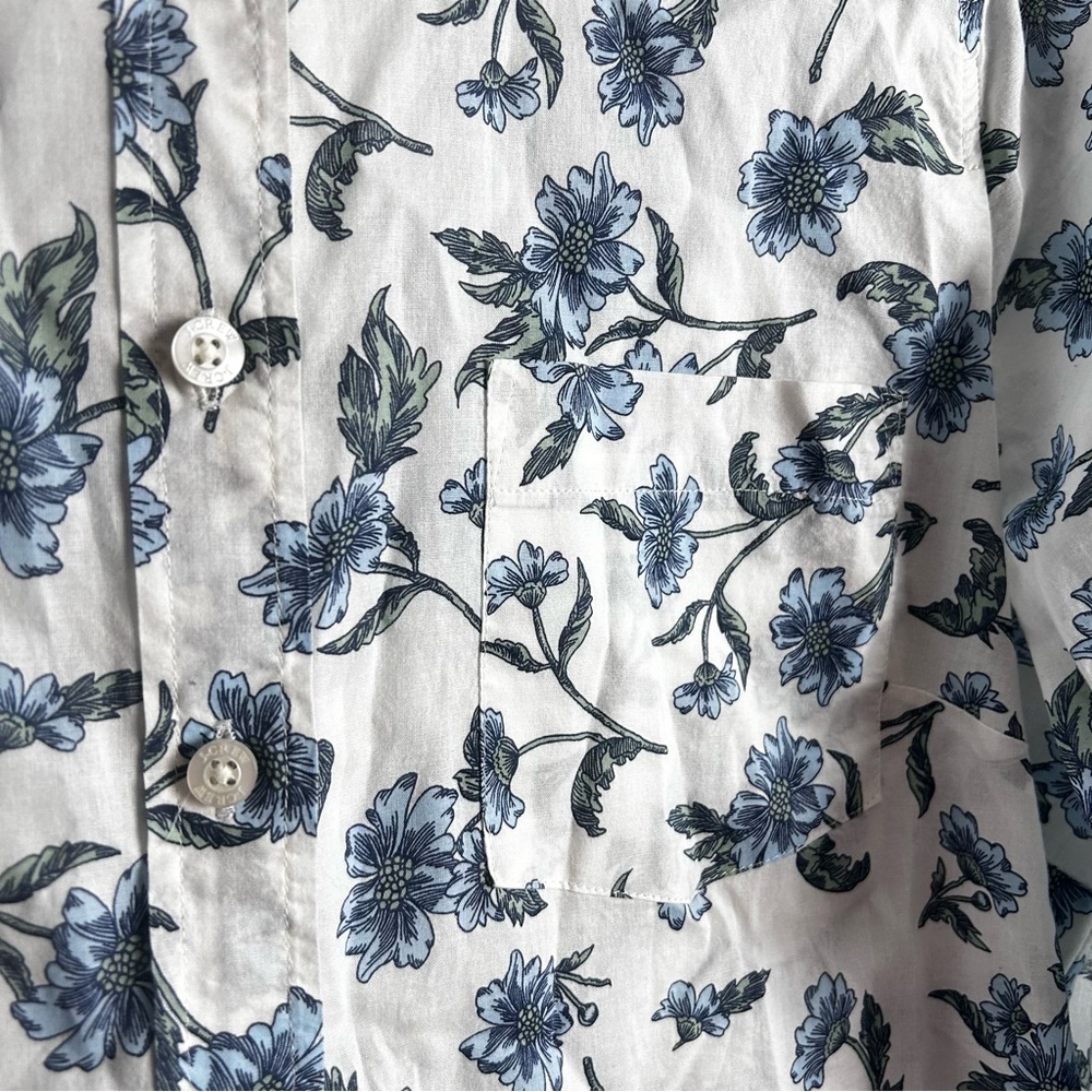 J.Crew Blue Floral Print Cotton Button Front Shirt Size Large - Picture 2 of 8